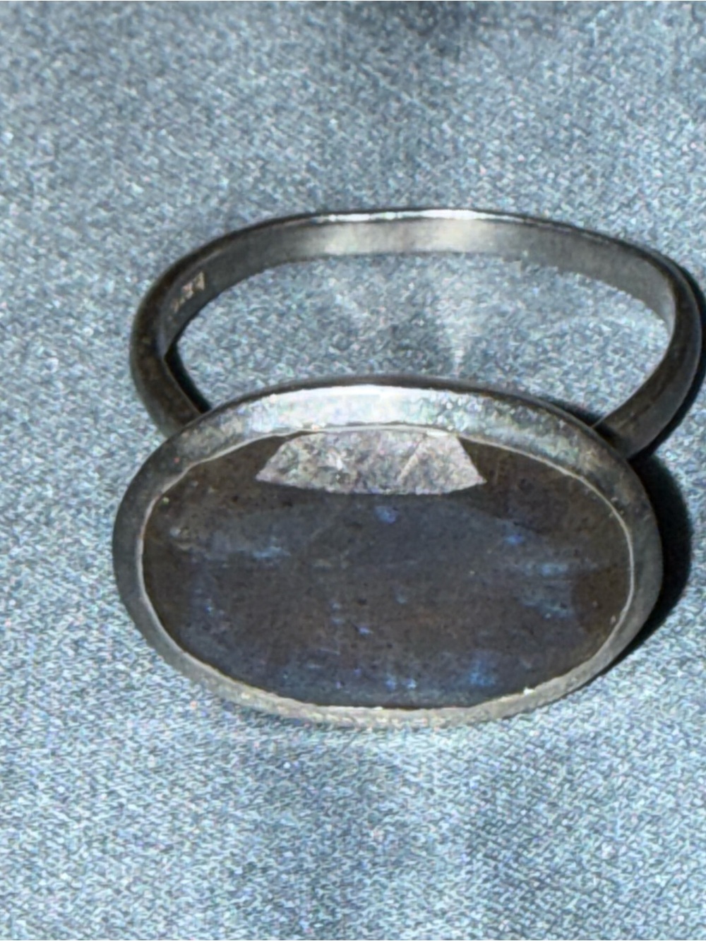 Vintage Baroni 925 Sterling Silver Bezel Set Labradorite Ring Artisan Flashy
